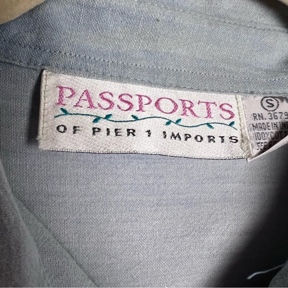 Passports Of Pier 1 Imports Vintage Chambray Button Up Animal Appliqués Size S - Picture 11 of 15